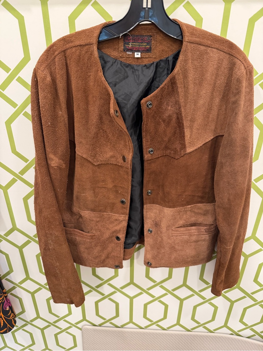 PeleCheCoco Beautiful Reclaimed Suede Snap-Front Brown Jacket - Vintage Style